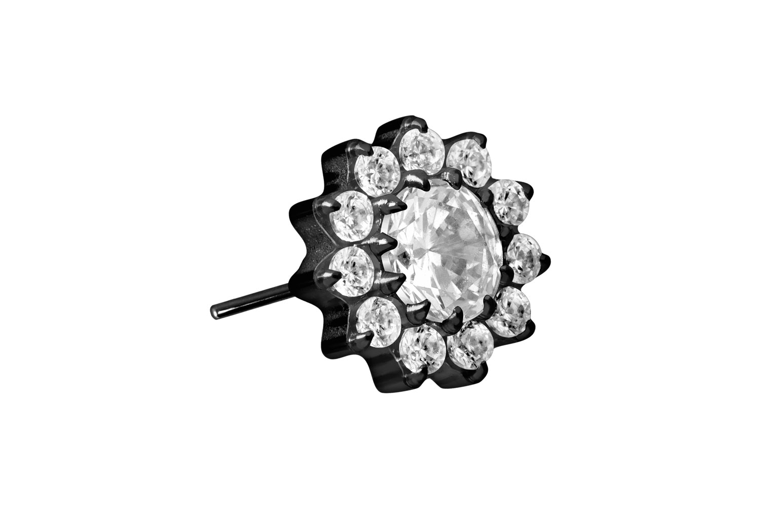 Titan Aufsatz mit Push Pin KRISTALLBLUME von Piercingline